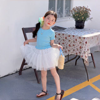 PRINCESS KESLI เสื้อยืดเด็กผู้หญิง เสื้อแขนสั้นเด็ก เสื้อผ้าเด็กผู้หญิง สวมใส่สบาย สัมผัสนุ่ม 2-12 ปี