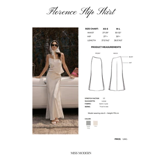 MISS MODERN - Florence Slip Skirtกระโปรงผ้าซาติน ดีเทลลูกไม้ ชุดใส่เที่ยว มีดีเทลขอบเอว ใส่แล้วดูเพรียว