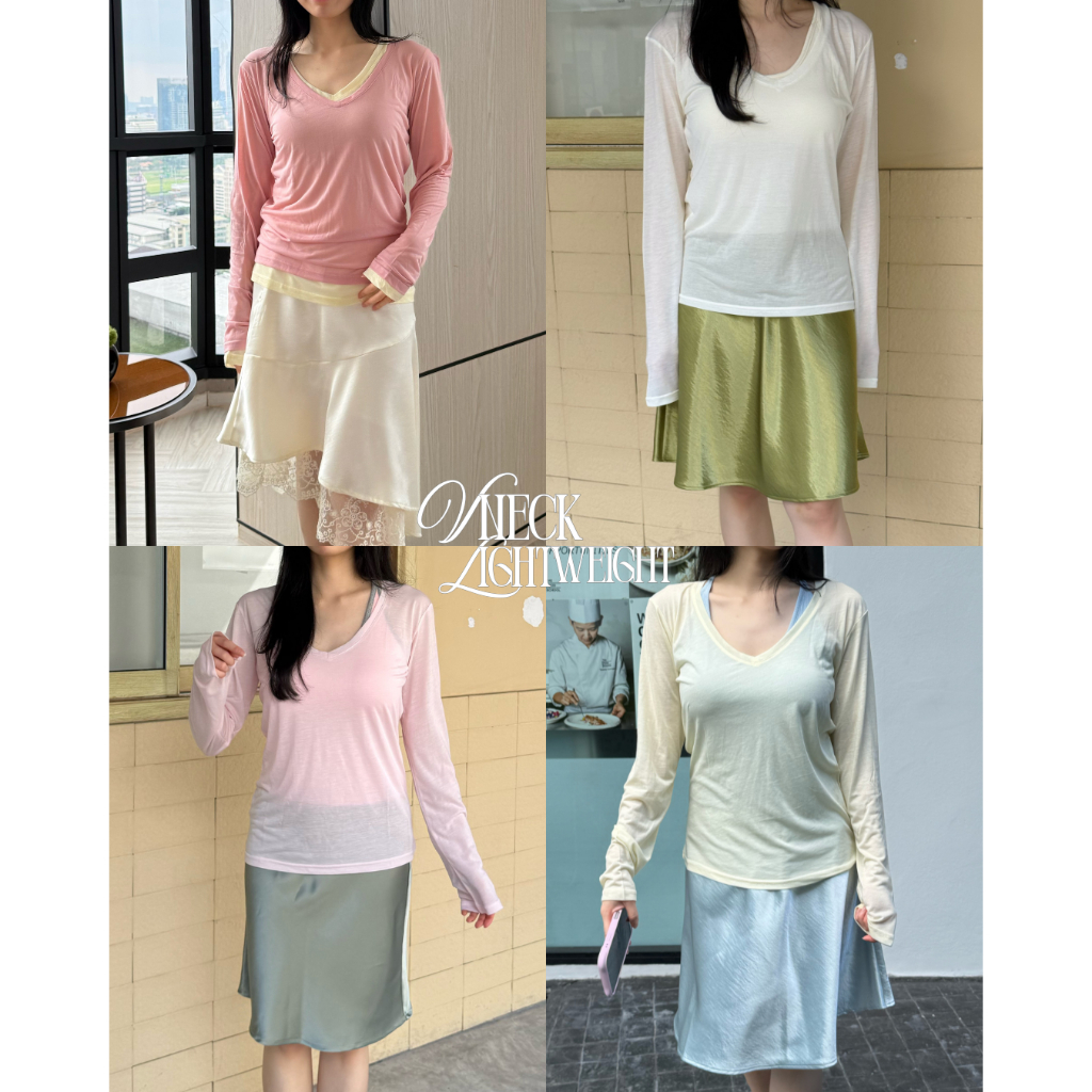 UIUI | VNECK LIGHTWEIGHT เสื้อคอวี ผ้าซีทรูบางเบา