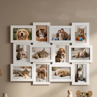 กรอบรูป กรอบรูปติดผนัง กรอบรูปคอลลาจ 12ช่อง 4x6นิ้ว สีดำ/ขาว ติดตั้งง่าย ตกแต่งบ้าน ห้องนอน ของขวัญครอบครัว COD ใหม่ล่าส