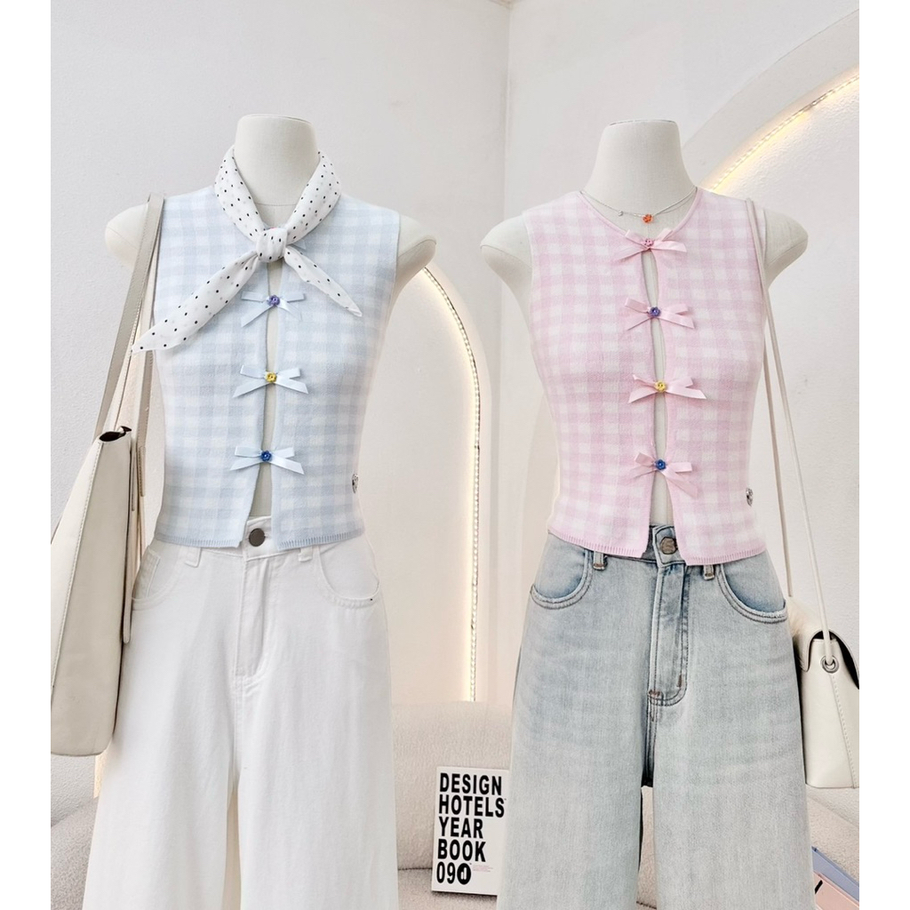 miniminey❤️เสื้อไหมพรมแขนกุด แต่งน้องโบว์งานน่ารักผ้านุ่มนิ่ม WAYA