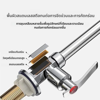 【SUS304】ก๊อกน้ำสแตนเลส 304 หมุนได้ 360° ปรับน้ำ 2 โหมด ใช้งานได้หลากหลาย ติดตั้งง่าย พร้อมแถมเทปพันเกลียว