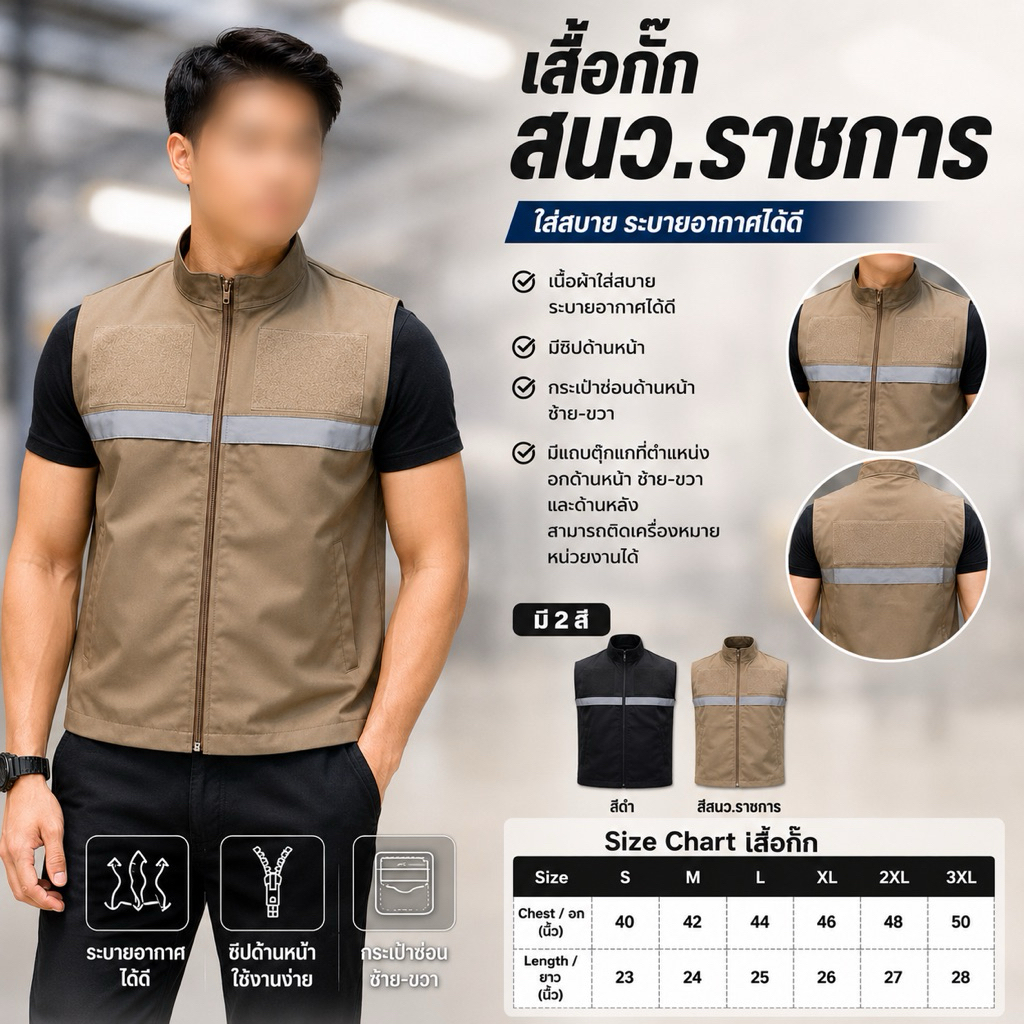 เสื้อกั๊กมีแถบ ไม่รวมเครื่องหมาย