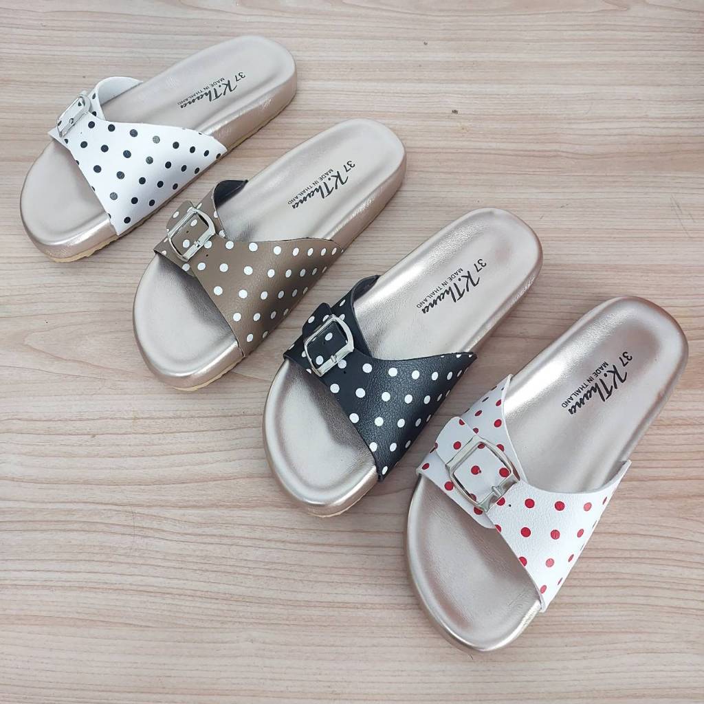 KTHANA รองเท้าแตะลายจุด Polka Dots รุ่น Mira มี size 35 - 44 ตรงไซส์ เท้าอูม + 1 ไซส์