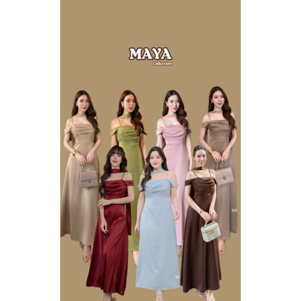 G144 ชุดเพื่อนเจ้าสาว ชุดเดรสออกงานสาวอวบ ชุดไปงานแต่งานs-3xl