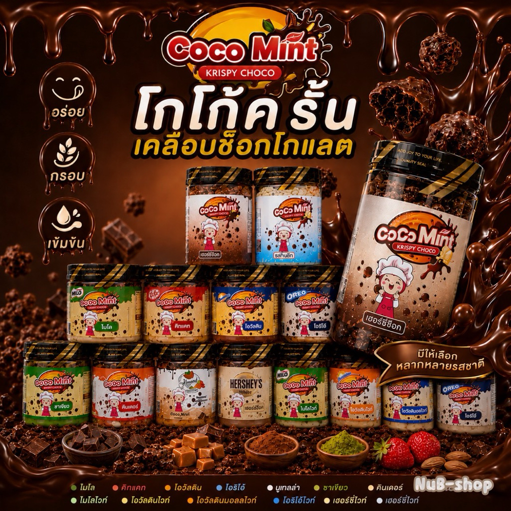โกโก้ครั้นเคลือบช็อคโกแลตเข้มข้น 180-270 g.(Cocomint )