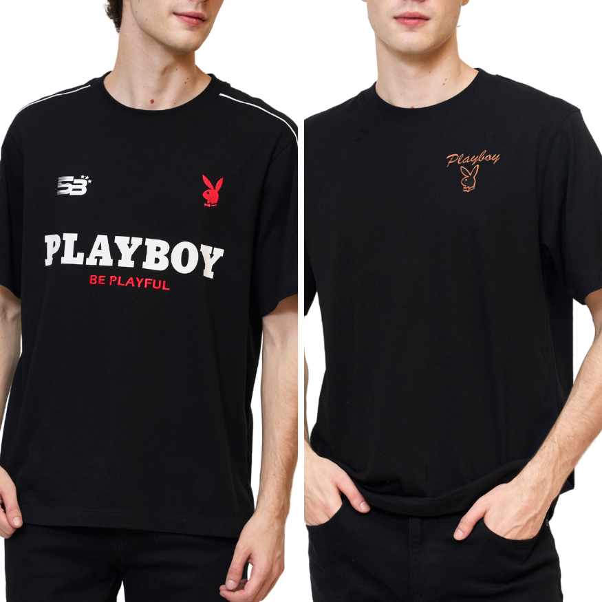 PLAYBOY 05PB เสื้อยืด   เสื้อผ้าผู้ชาย/เสื้อ/เสื้อยืดสีดำ รุ่น P1MT265TB027BK P1MT265TB036B