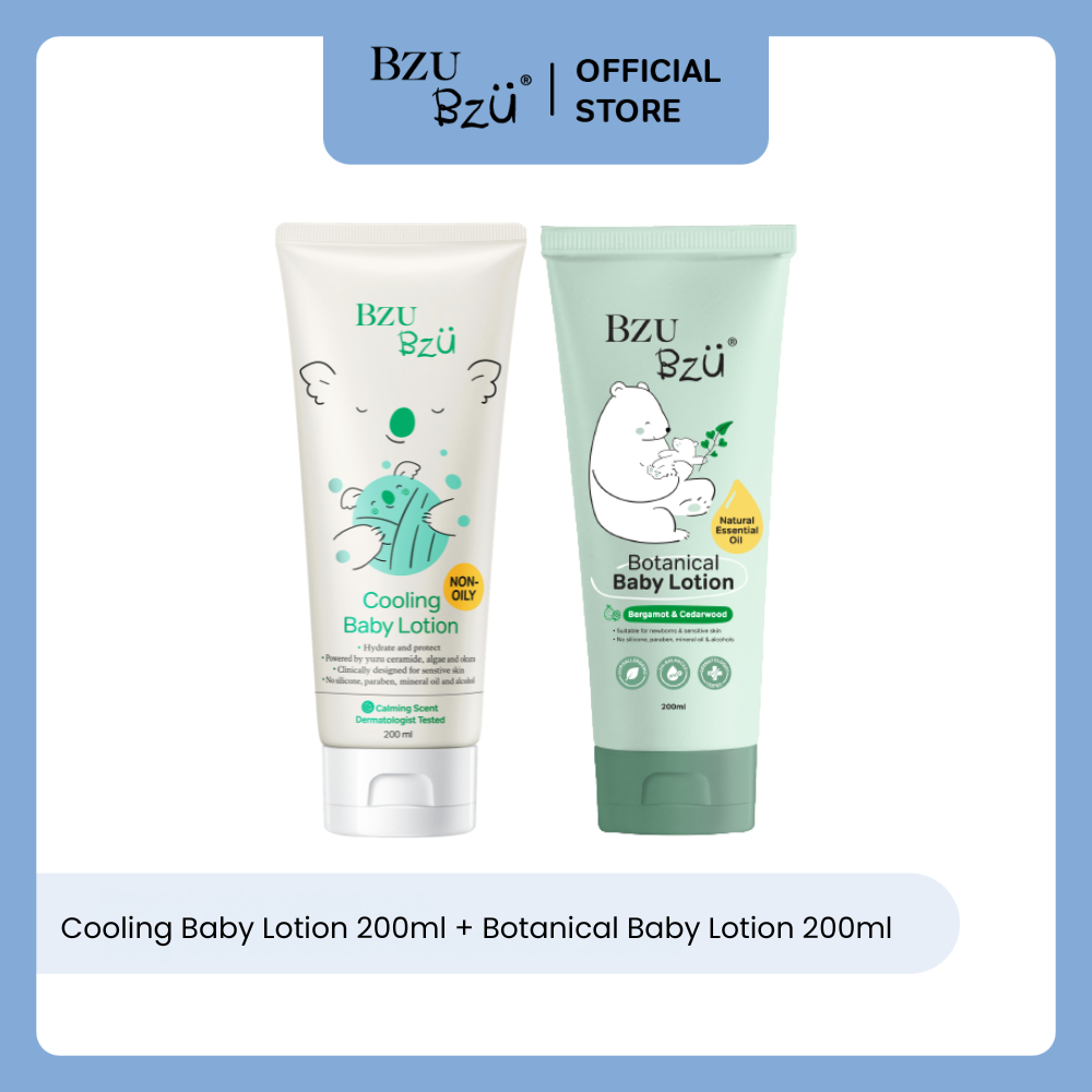 [แพ็คคู่] BZU BZU BOTANICAL Baby Lotion + Cooling Baby Lotion 200ml บีซู บีซู โลชั่นบำรุงผิวเด็กแรกเกิด ไม่ทิ้งความเหนีย