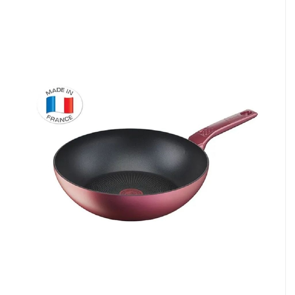 Tefal กระทะทรงลึก 28 cm  รุ่นนำเข้าขากฝรั่งเศส สีแดง G2731922 DAILY CHEF RED WOK28