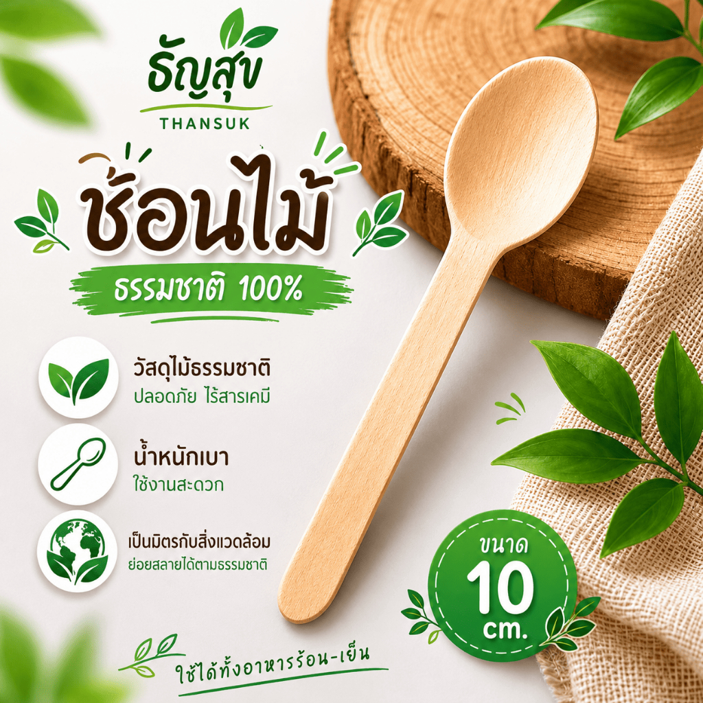 ช้อนไม้ธัญสุข สำหรับตักธัญพืชแบรนด์ ธัญสุข
