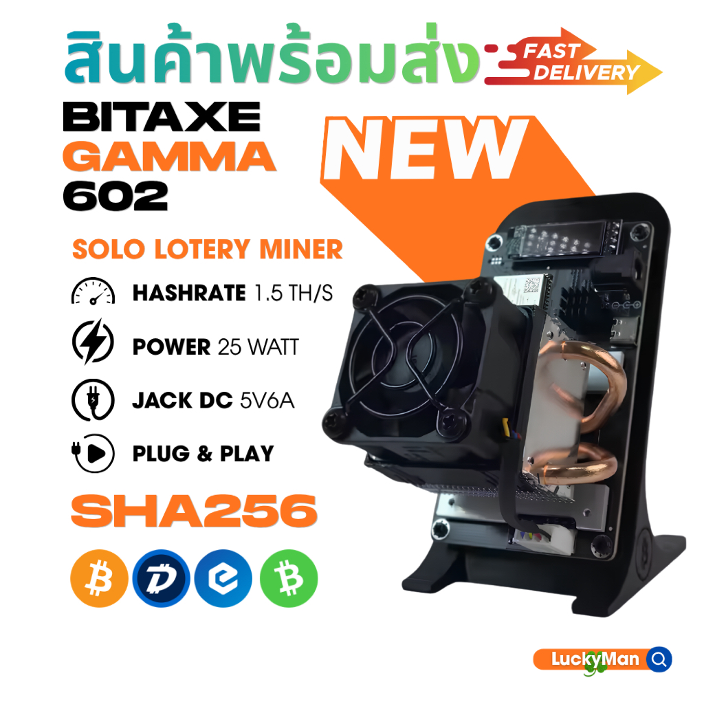 เครื่องขุดบิตคอยน์ Solo Bitaxe Gamma 602 — 1.5 Th/s Chip BM1370 x 1
