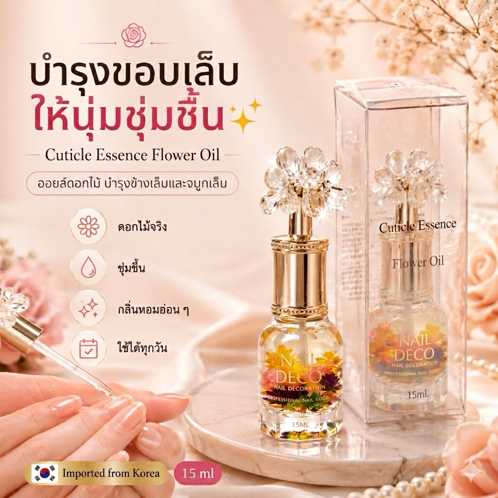 NAIL DECO Flower Oil ออยล์บำรุงจมูกเล็บ นำเข้าจากเกาหลี 15ml