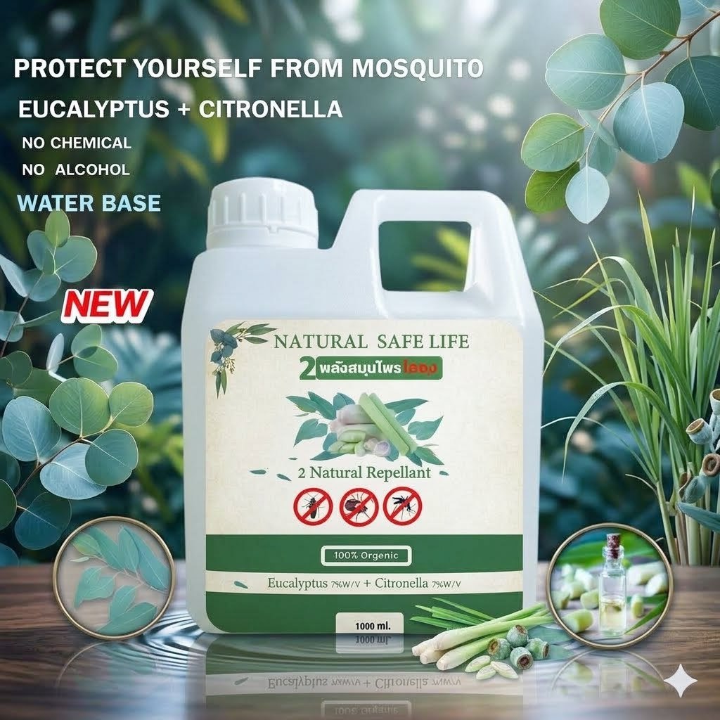 สมุนไพรสกัดไล่ยุงสูตรน้ำ Natural Spray ไล่ยุง มด แมลงสาบ น้ำมันหอมระเหย  ตะไคร้ ยูคาลิปตัส