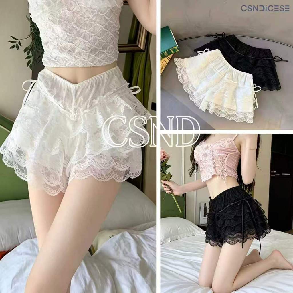 【CSND】กางเกงขาสั้นลูกไม้เนื้อนุ่ม สไตล์ฟักทอง ใส่ในตัวป้องกันโป๊ ใส่สบาย ไม่ร้อน ราคาน่ารัก