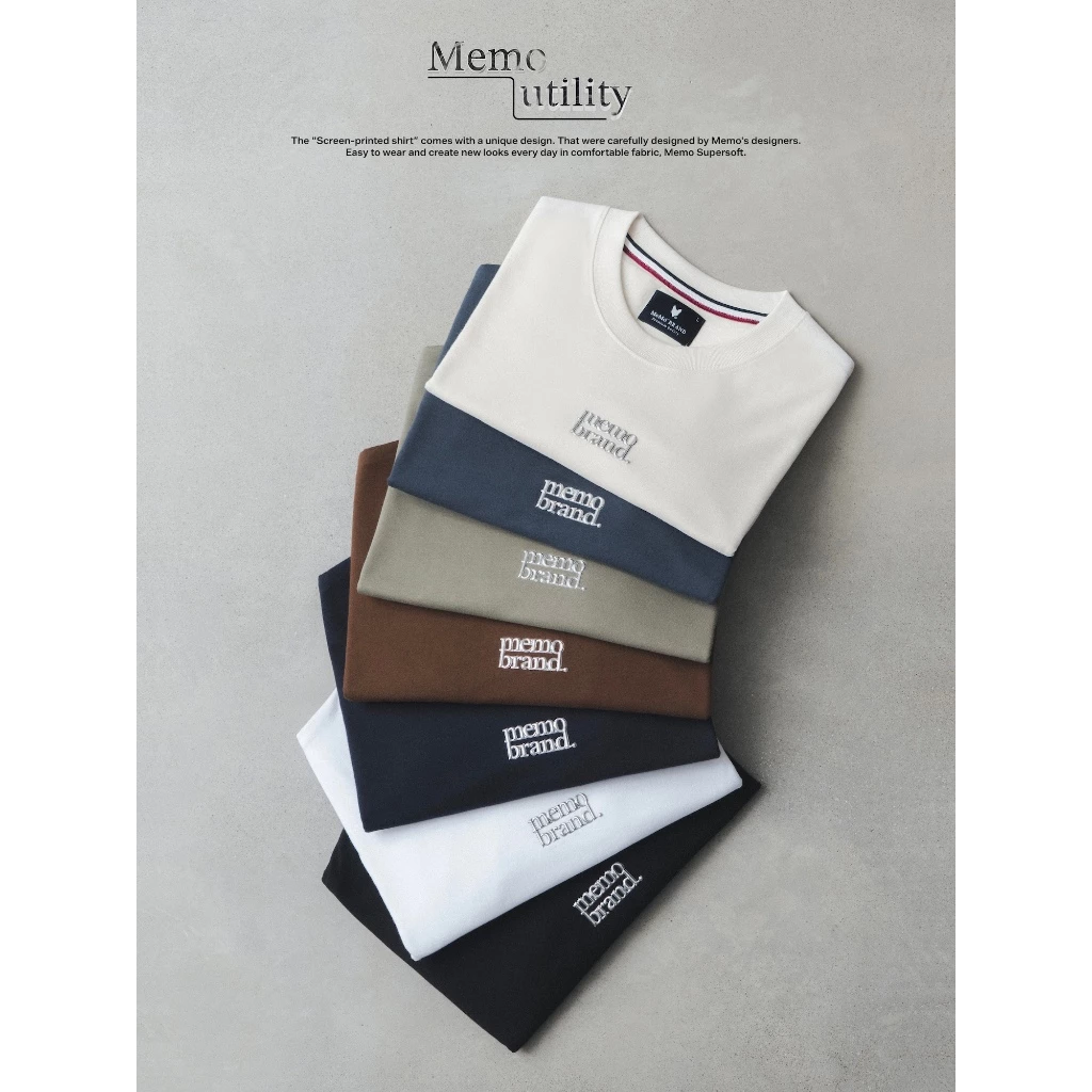 MeMo™ | NEW | Memo Utility งานสกรีน Metallic 3D เนื้อ TPU ผ้า Supersoft แขนสั้น ทรง Unisex