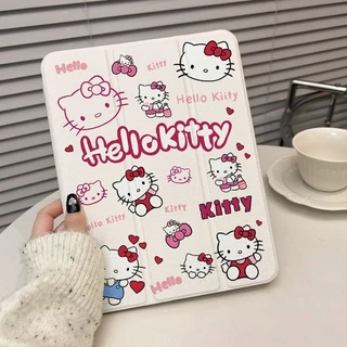720°หมุน กระเป๋าใส่ Cute Kitty รูปแบบใหม่ iPad แบบพับครึ่งหนึ่ง หัวข้างตั้งตรง สำหรับ Air6/5/4 Pro11 Gen7 Gen8 Gen9