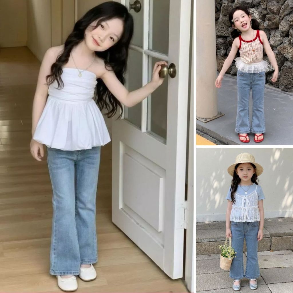 Hanababywear กางเกงยีนส์ขายาว สำหรับเด็กผู้หญิง - K3124511