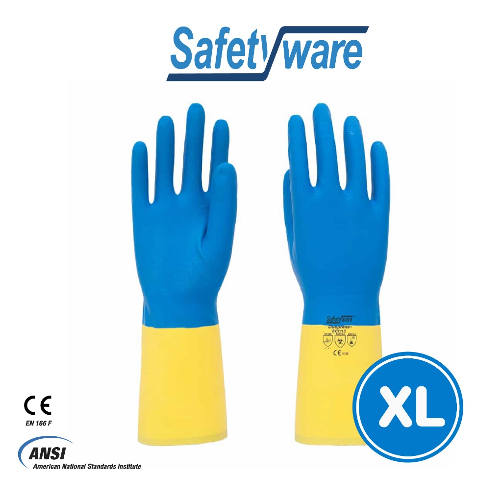 SAFETYWARE ถุงมือทนสารเคมี รุ่น DUOPRENE™ BC2113 ทนสารเคมี น้ำมัน และการขีดข่วนได้ดีกว่าถุงมือยางทั่วไป
