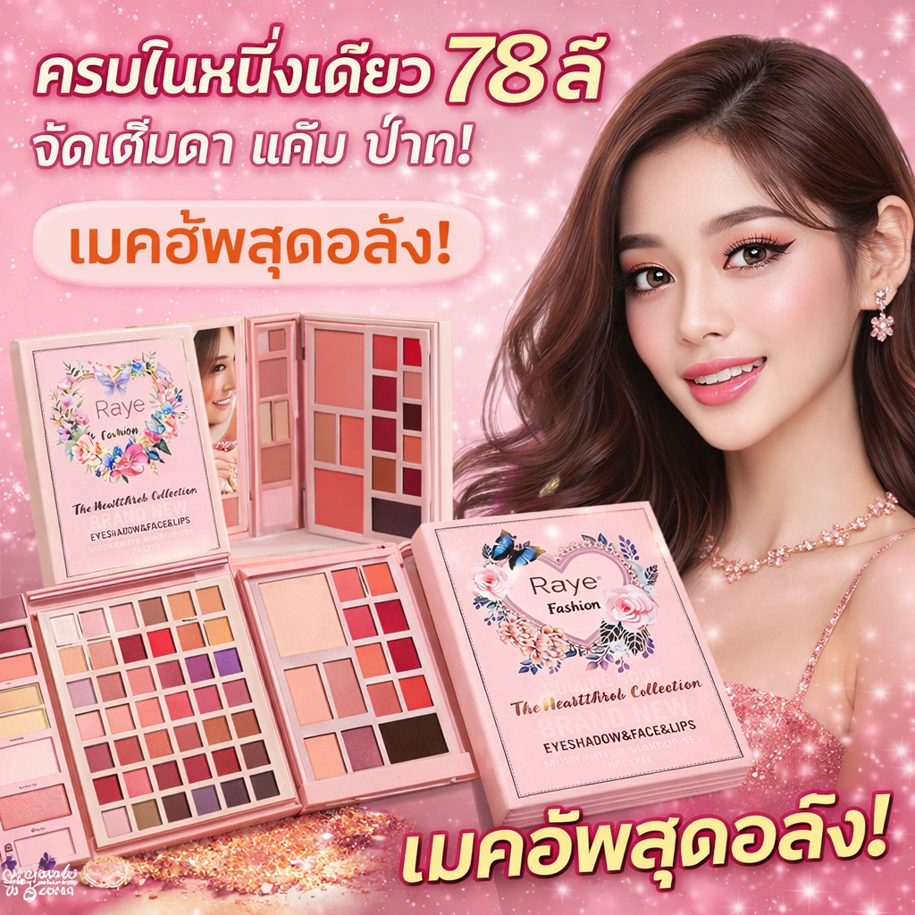 🔥【สินค้าพร้อมส่ง】Raye อายแชโดว์78สี5แผ่นผสมคอนซีลเลอร์ เนื้อเนียนติดทน แต่งหน้าร้อนสวยงาม