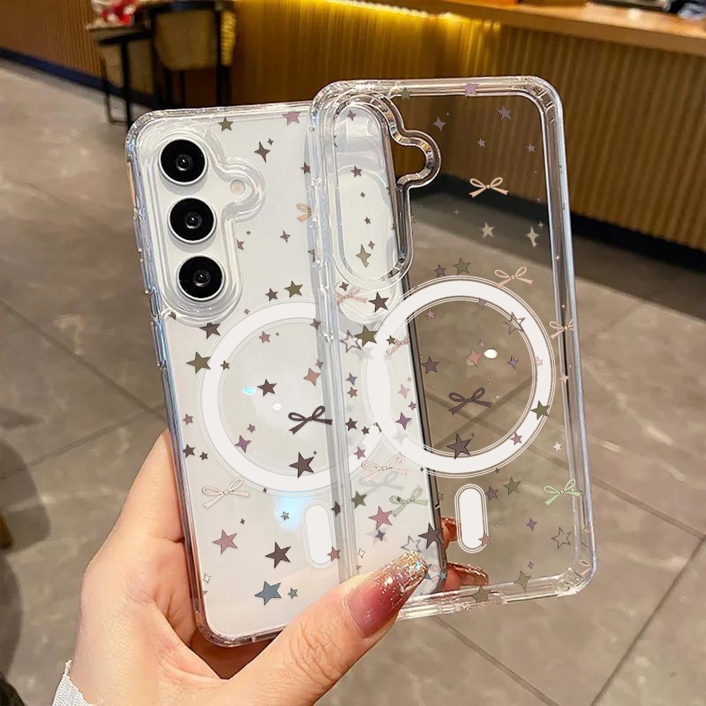 Magnetic เคส For Samsung A17 5G A57 A37 A07 4G A06 A56 A16 A26 A36 A55 A15 A35 A54 S26 Ultra S24 FE เคสแม่เหล็กใสรูใหญ่