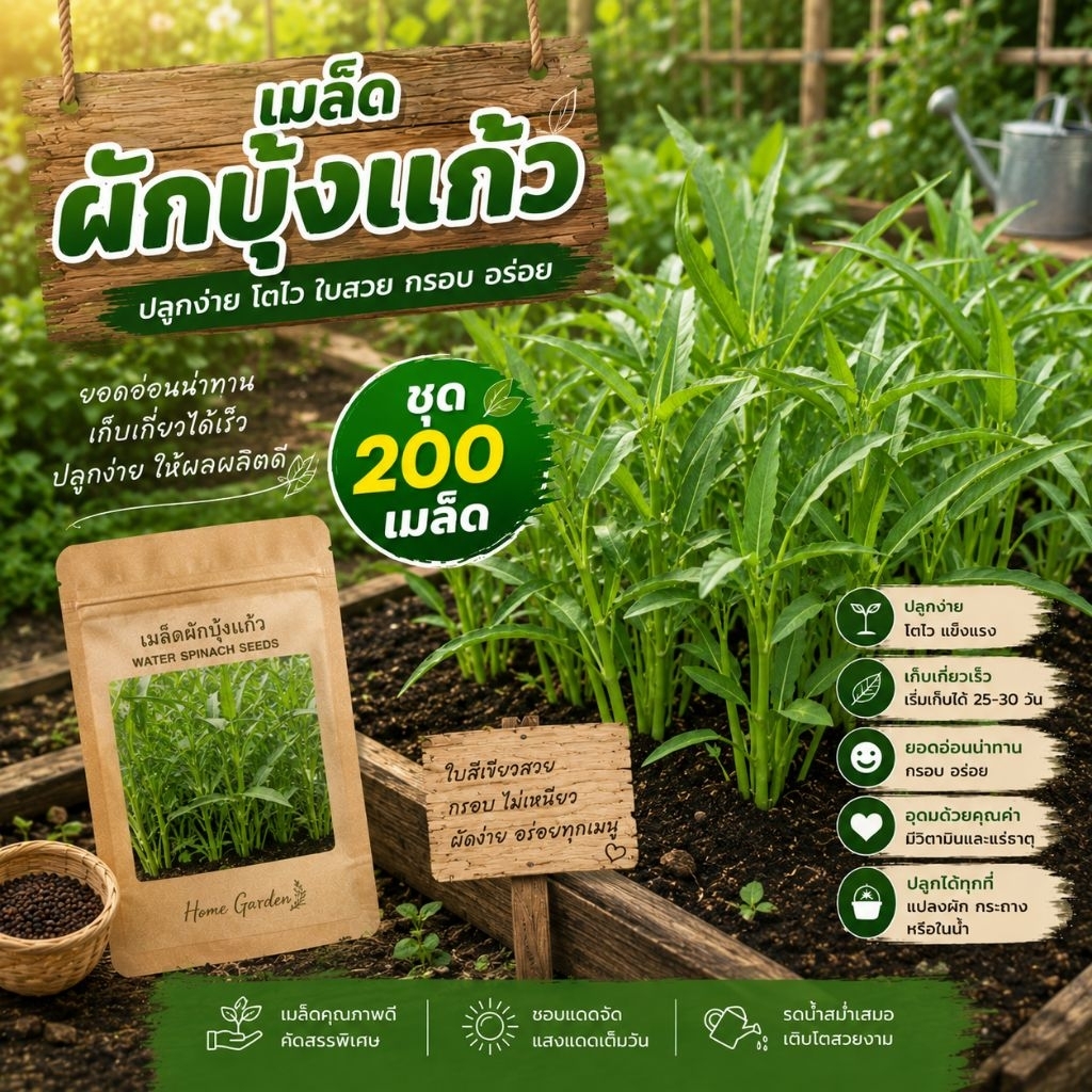 เมล็ดผักบุ้งแก้ว 200 เมล็ด มีบริการเก็บเงินปลายทาง