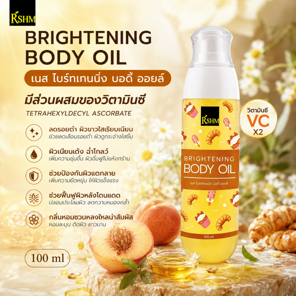 🔥【บอดี้ ออยล์】น้ำมันอาบน้ำ 4สไตล์ บำรุงผิว นุ่ม ชุ่มชื้น ผิวขาวใส ไม่เหนียวเหนอะหนะ 100ml