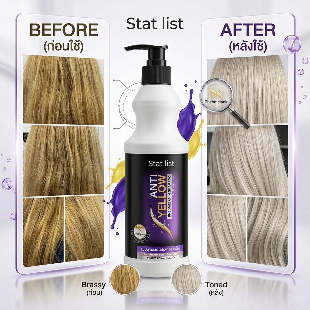 แชมพูม่วง สตาร์ลิส หักล้างไรเหลือง สำหรับผมฟอก Starlist Anti Yellow Shampoo
