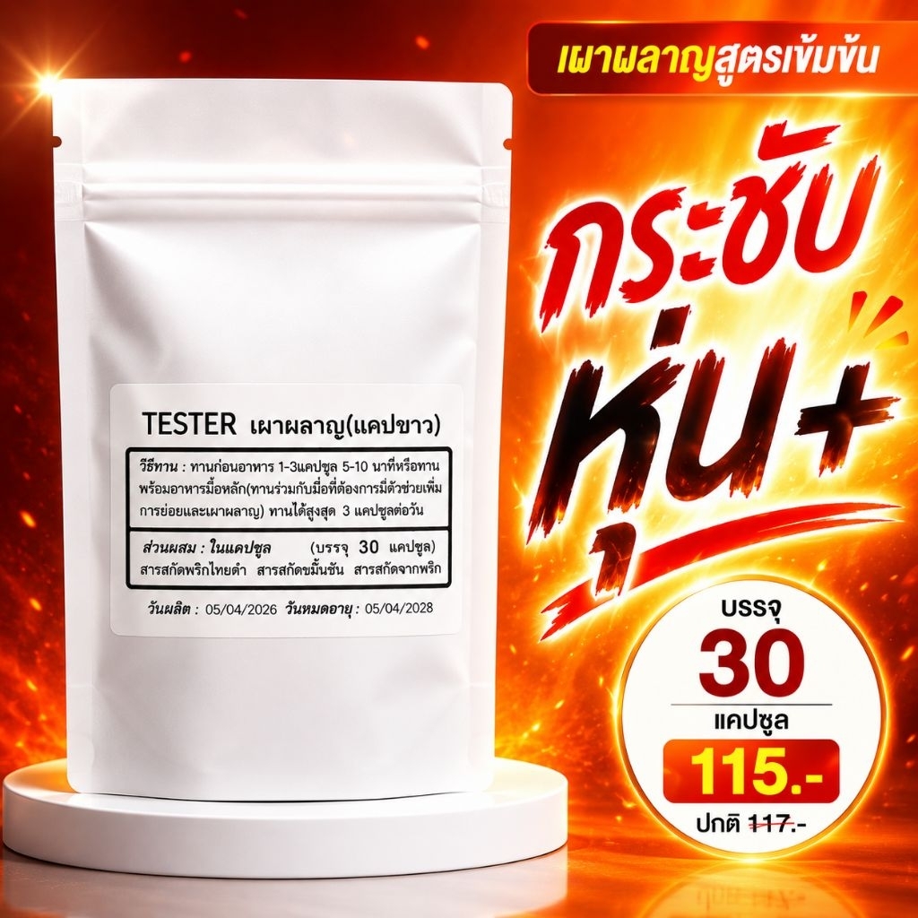 แคปขาว เบิร์น Tester 30 แคป