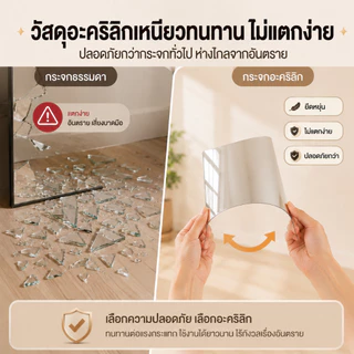 Reflexe กระจก กระจกอะครีลิค กระจกโค้งงอได้ไม่แตกง่าย มี6ขนาด หากมีความเสียหายใด ๆ ให้ชดเชยทันที