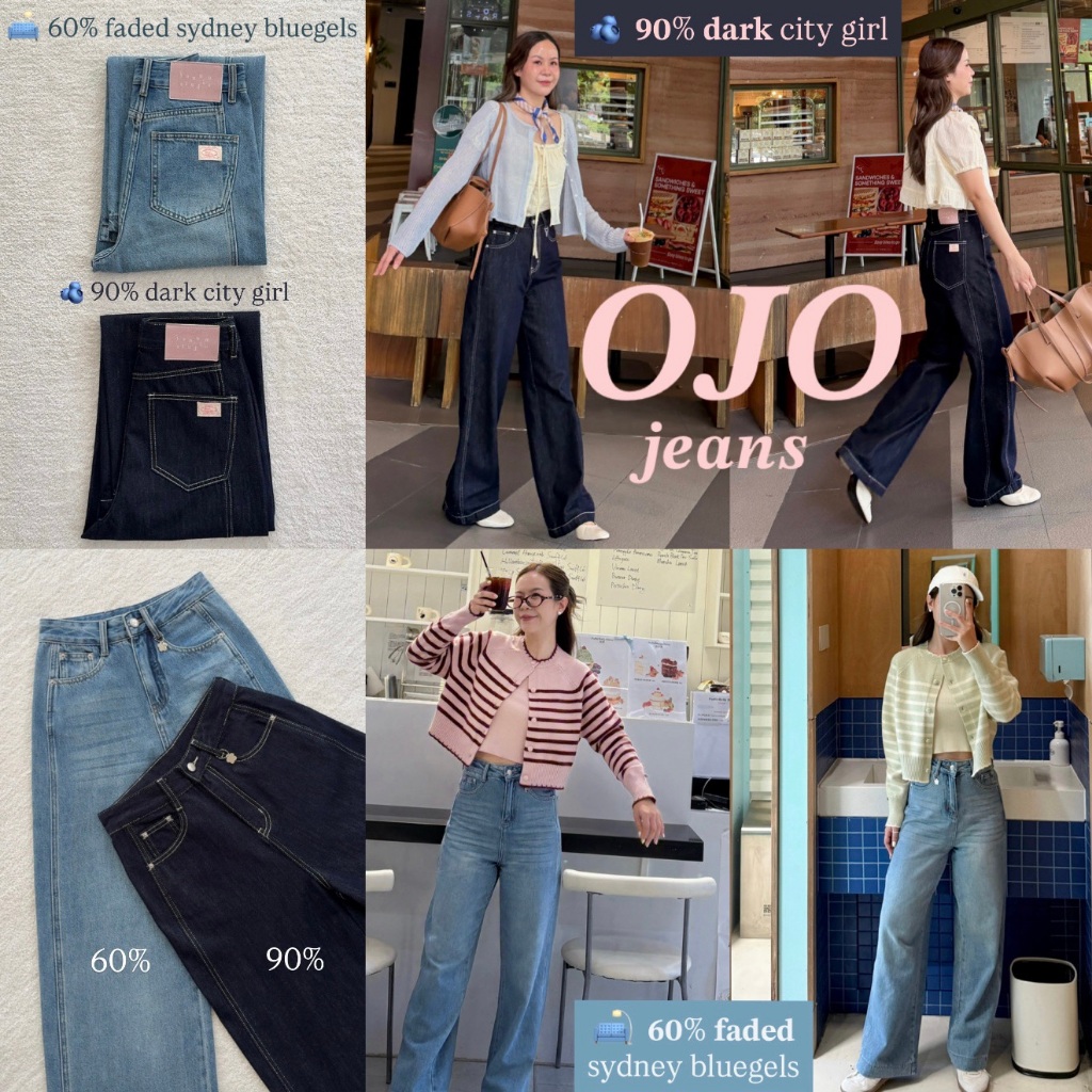 janunstudio • OJO jeans 2 สี (กางเกงยีนส์โอโจ้) - ดีเทลเส้นคู่ด้านข้าง เสกหุ่นเพรียว ผ้านุ่ม ยืดหยุ่น ทรงกระบอกกลาง