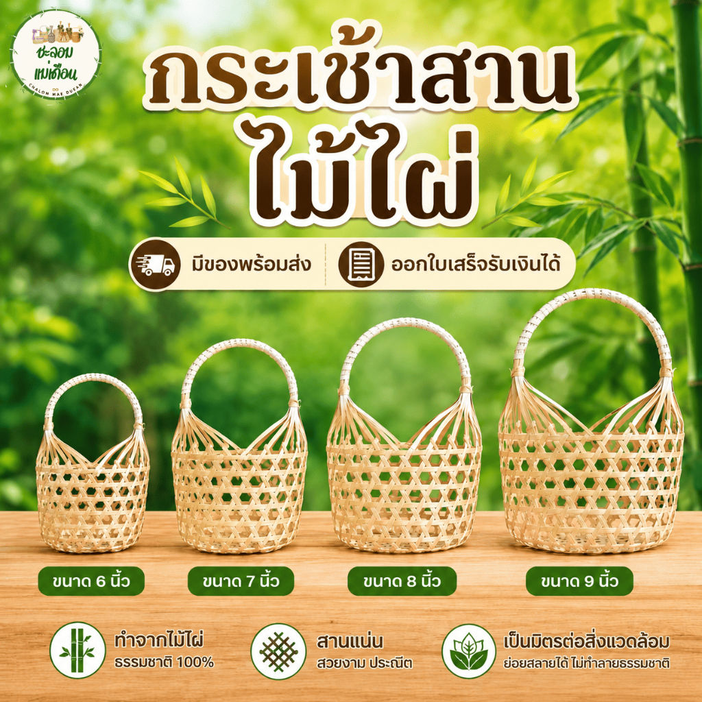 ชะลอม กระเช้าสาน 6-9 นิ้ว ของขวัญ ของฝาก ของไหว้ มีของพร้อมส่ง ถูกสุดๆ ออกใบเสร็จได้
