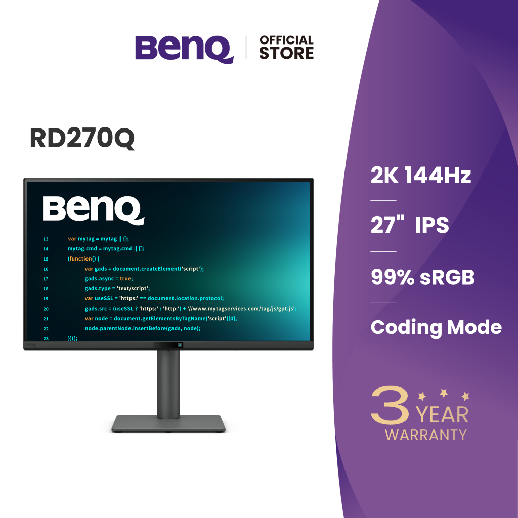 BenQ RD270Q IPS 27นิ้ว 2K 144Hz BenQ Programming Monitor (Ultimate Coding Experience)