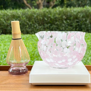 Ajisai matcha handmade bowl, ชามแก้วมัทฉะ Ajisai