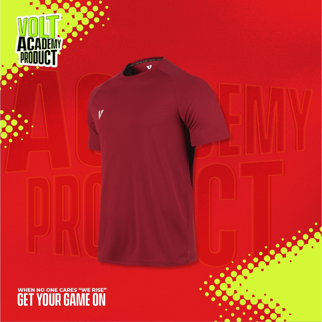 VOLT VECTOR 001   SLOPE  TRAINING ACADEMY MAROON เสื้อซ้อมฟุตบอล แขนสั้น สีแดงเลือดหมู ผ้าแห้งไว น้ำหนักเบา เสื้อกีฬา เท