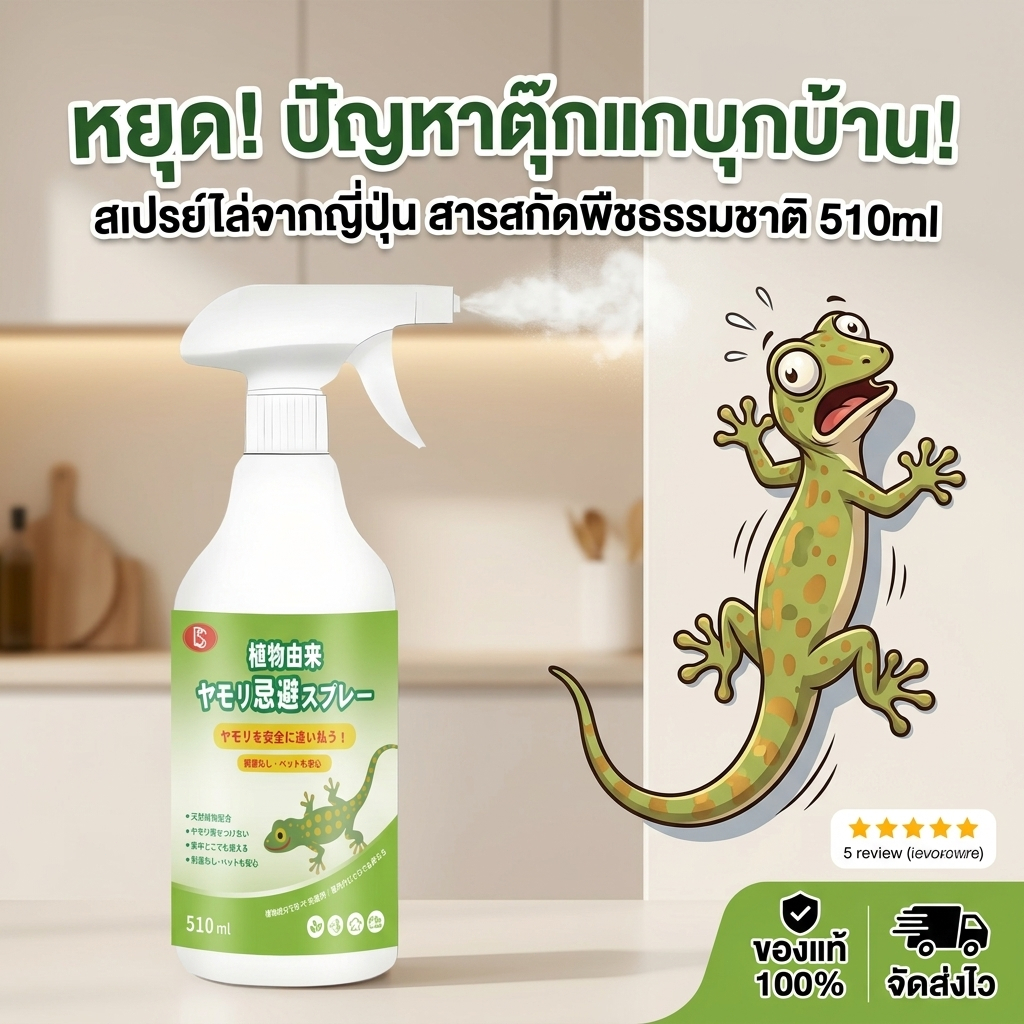 สูตรไล่แมลงจากพืชล่าสุด TIA สเปรย์ไล่จิ้งจก ไล่จิ้งจก ไล่ตุ๊กแก 510 มล ไม่มีสารพิษต่อมนุษย์ ปลอดภัย