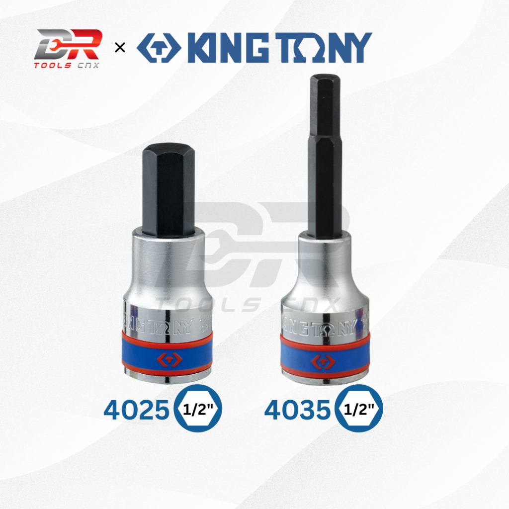 KING TONY ลูกบ๊อกเดือยโผล่ 6เหลี่ยม รู 1/2”(4หุน) รุ่น สั้น(4025M) ยาว(4035M)