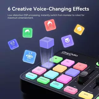 OneOdio SoloCaster Podcasting Mixer ออดิโออินเตอร์เฟส ออลอินวันเพื่อเหล่าสตรีมเมอร์ รับประกันศูนย์