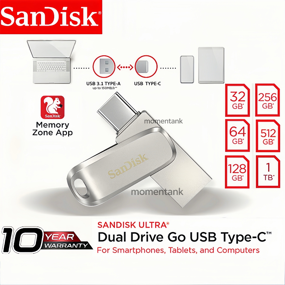 SanDisk Ultra Dual Drive Luxe USB Type-C 32GB 64GB 128GB 256GB (SDDDC4) แฟลชไดรฟ์ Flashdrive iPadPro