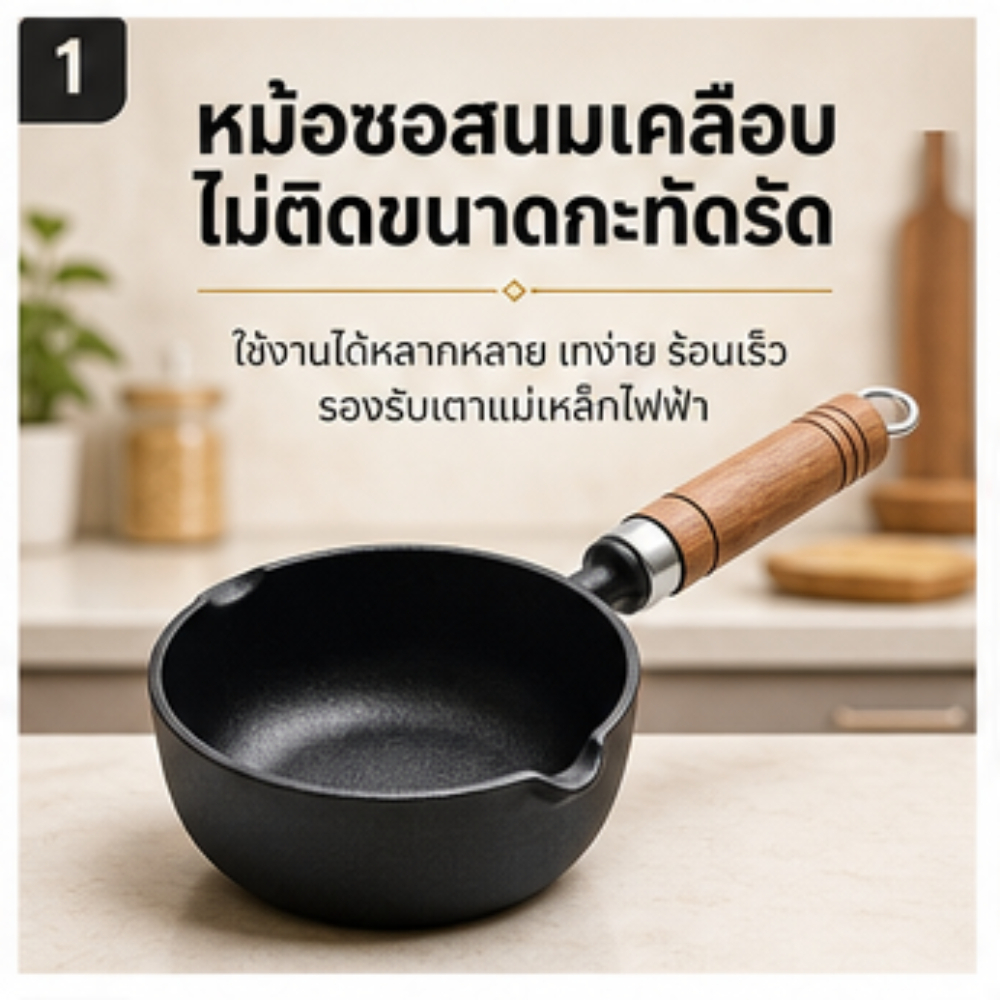 กระทะเหล็กหล่อปลอดสารพิษ เคลือบไม่ติดสูตรปลอดภัย ทำความสะอาดง่าย ด้ามจับกันร้อน