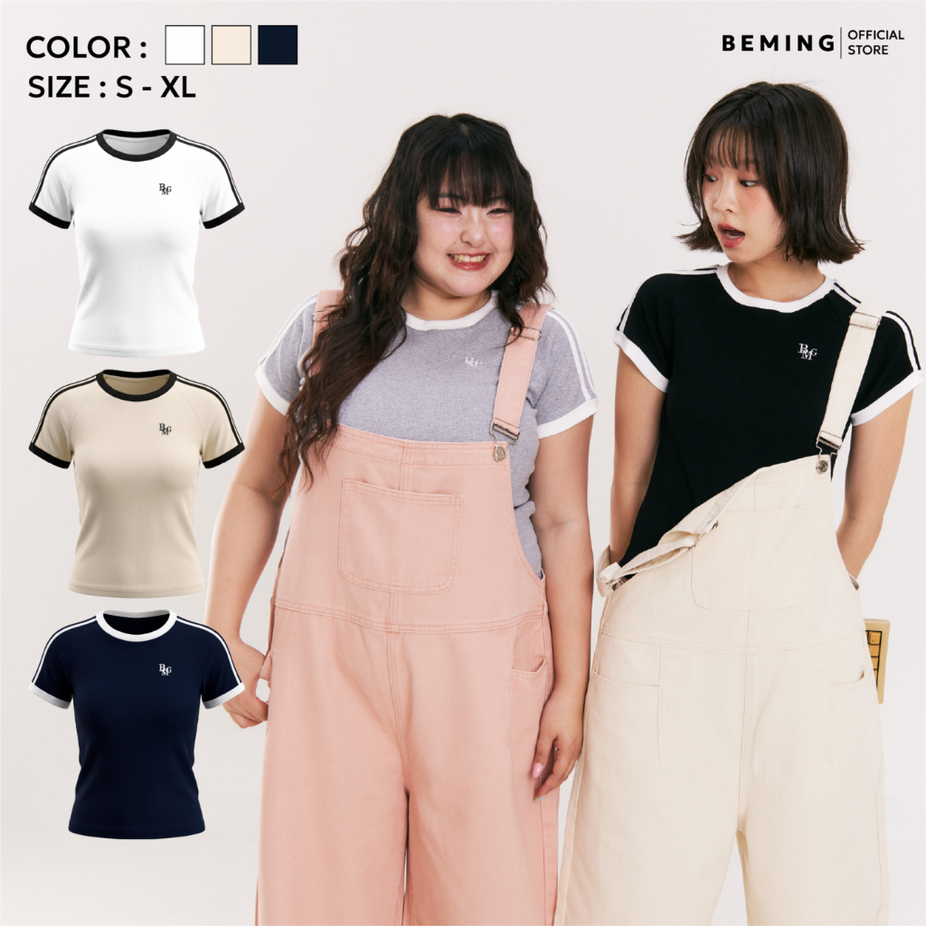 (พร้อมส่ง)Bemingtop848(S-XL)-Flexor Tee  เสื้อยืดทรงสปอร์ตคลาสสิก ดีเทลแถบข้างแขน เสริมลุคให้ดูสบายและทันสมัย