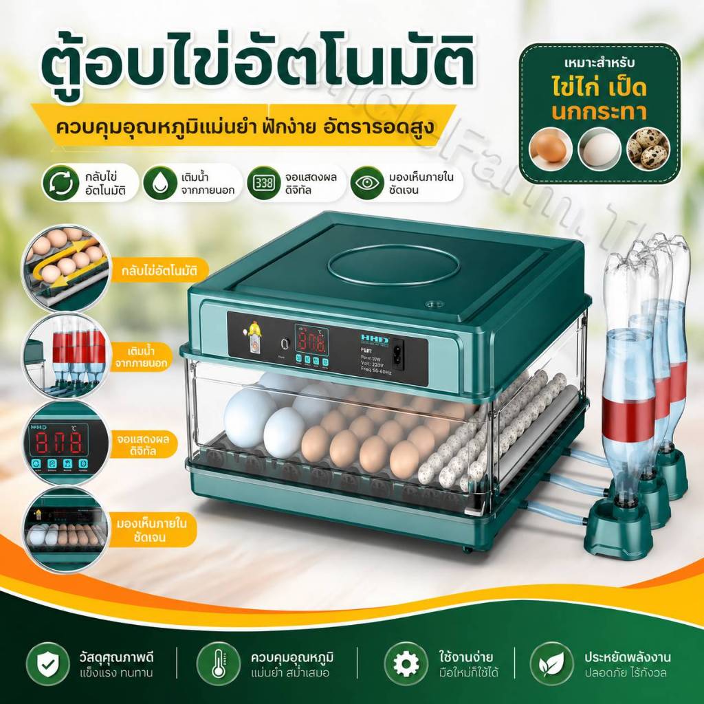 เครื่องฟักไข่แบบอัตโนมัติอัจฉริยะ สำหรับไก่ เป็ด ห่าน เครื่องฟักไข่ขนาดเล็กในครัวเรือน นกพิราบ และนกแก้ว