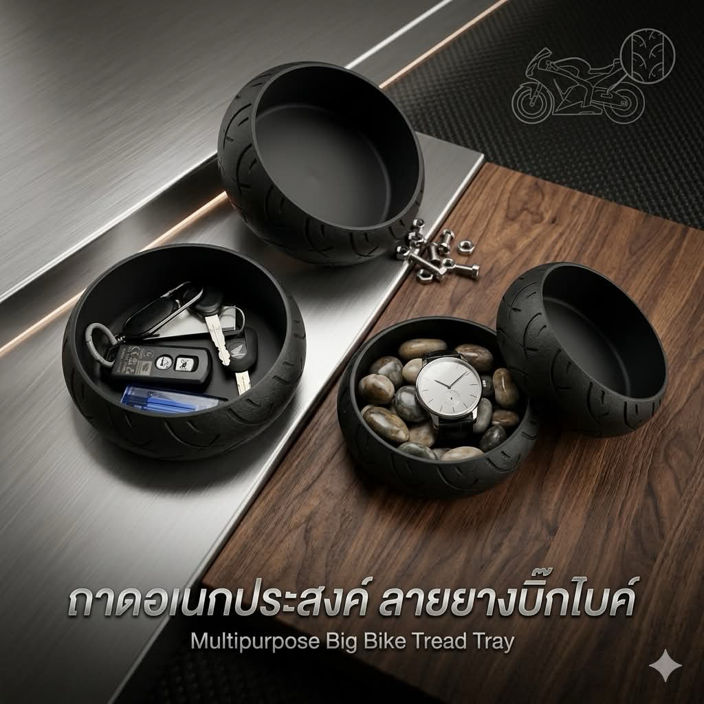 ถาดใส่ของจำลองลายยางbigbike ปริ้น3D