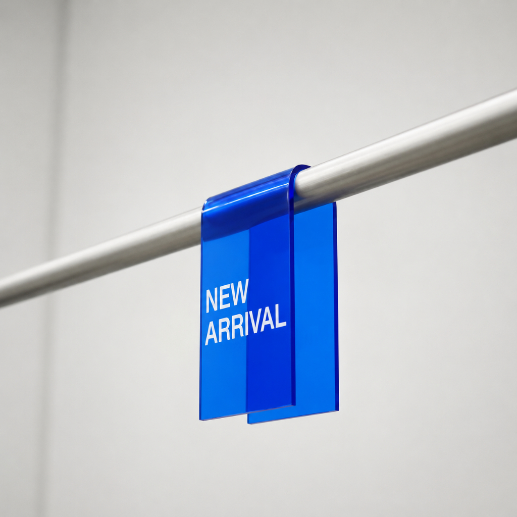 ป้ายแขวนอะคริลิคใสสีน้ำเงิน | Acrylic Hanging Tag | ป้าย NEW ARRIVAL มินิมอล สไตล์เกาหลี