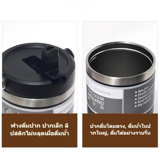ถ้วยเก็บความร้อน สแตนเลส 304 เก็บความเย็น และร้อน ฝามีหูหิ้ว พกพาสะดวก หลอดดูดในตัว มี 5 สีให้เลือก