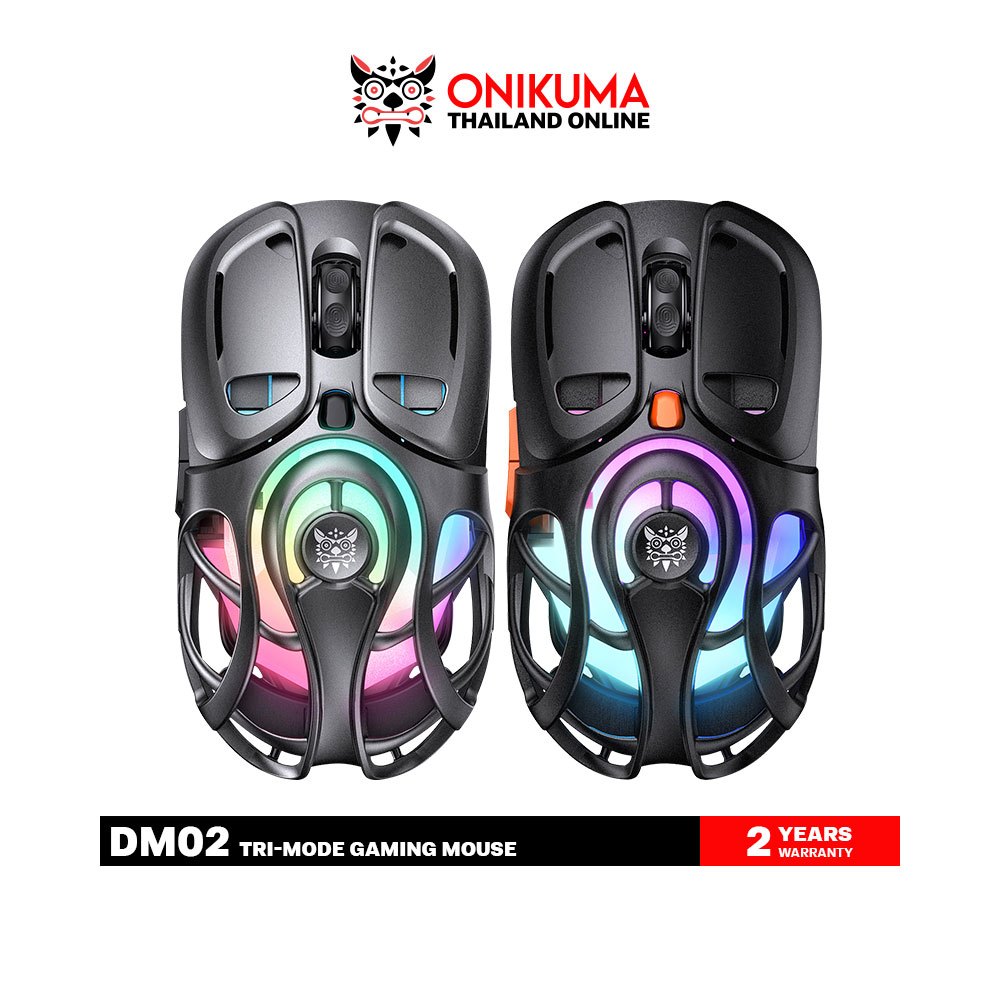 Onikuma DM02 Tri-Mode RGB Gaming Mouse เมาส์เกมมิ่ง โครงสร้าง Honeycomb น้ำหนักเบา