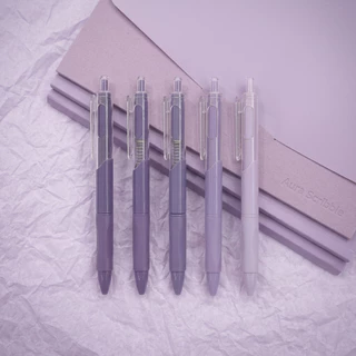 CAWL ปากกาเจล แบบกด สีไล่ระดับ 0.5 มม. น้ำหมึกสีดำ แก้ไขท่าจับปากกาให้ถูกต้อง 1กล่องมี5ด้าม