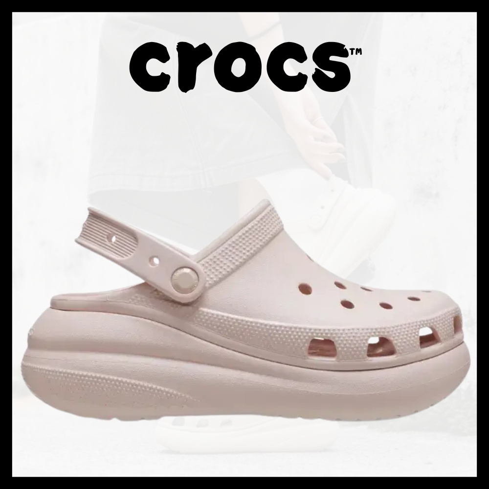 🔥ของแท้ CROCS Classic Crush Clog รองเท้าลำลองผู้ใหญ่ Unisex ส้นสูง มาใหม่ล่าสุด พร้อมส่ง