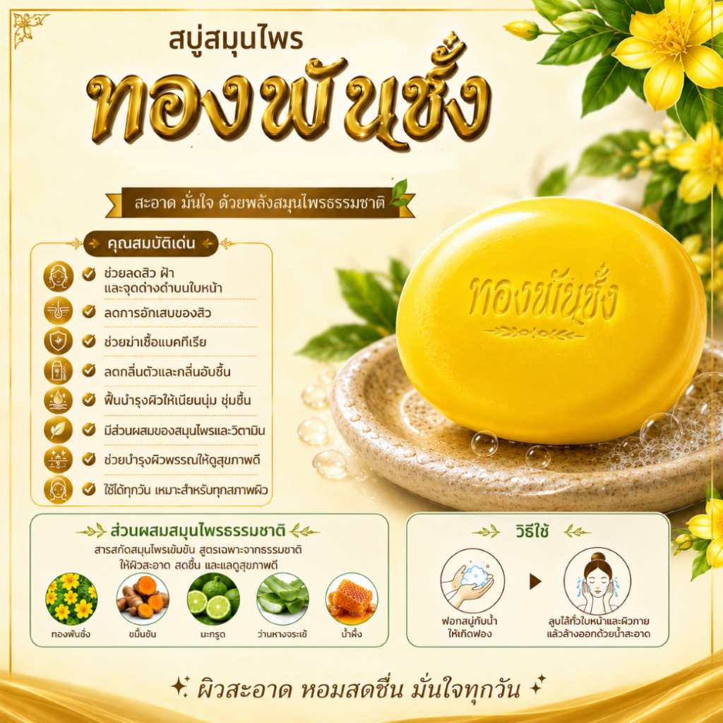 สบู่หอมแดงสกัด หอมหอม แชทลอท โซพ 100 กรัม (HOMHOM SHALLOT SOAP) / หอมโล่ง สบายผิว