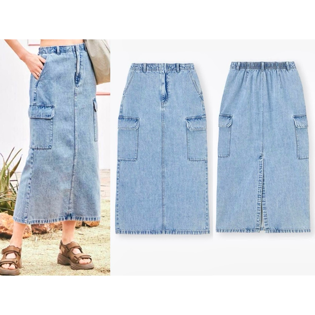GU Cargo Denim Skirt