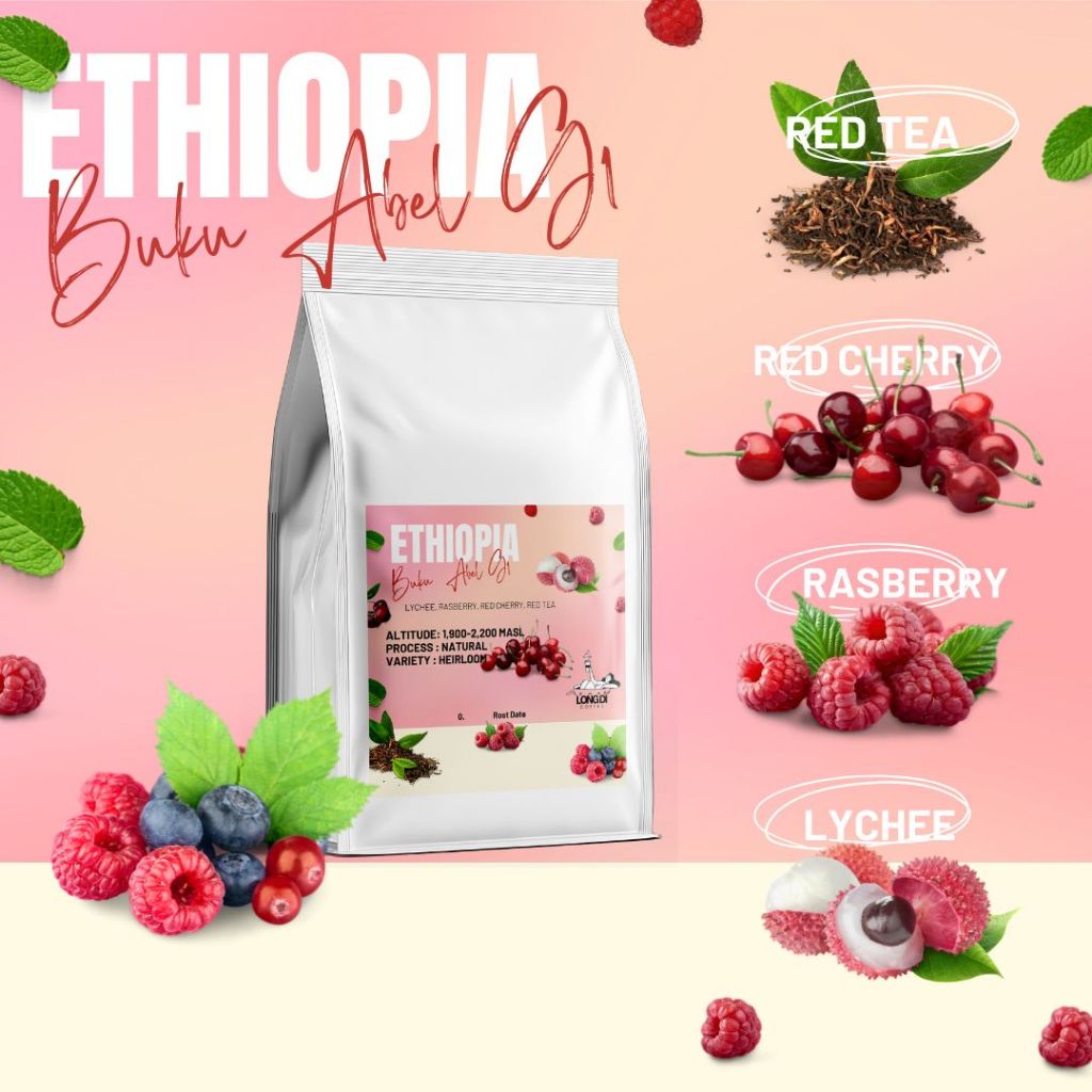 เมล็ดกาแฟคั่วอ่อน Ethiopia Buku  Abel G1 - Longdi Coffee